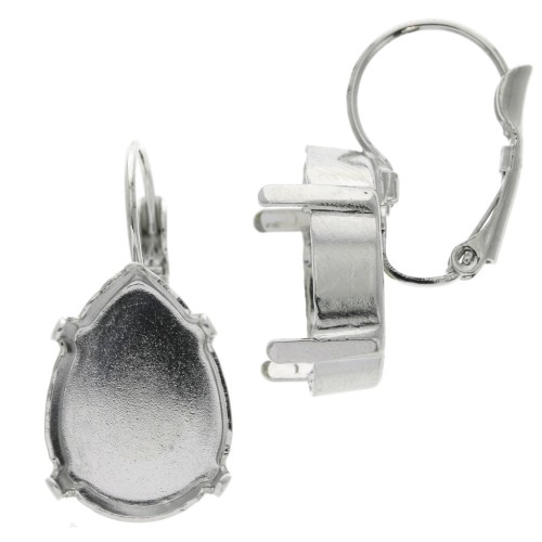 Leverback earrings for 4320 Cabochon 18x13mm  Rhodium tone x2
