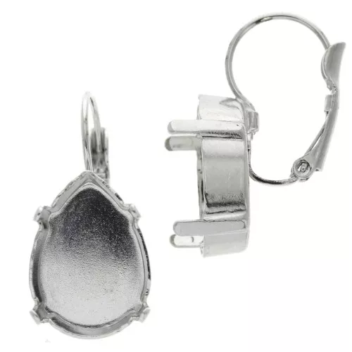Leverback earrings for 4320 Cabochon 18x13mm  Rhodium tone x2