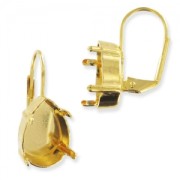 Leverback earrings for 4320 Cabochon 14X10mmGold tone x2|raw }}