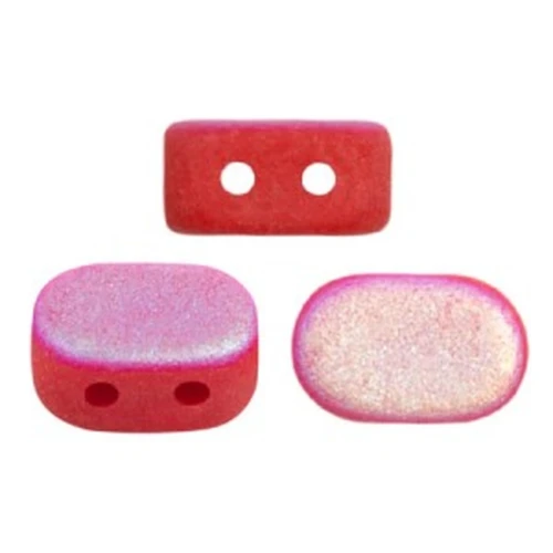 4x6mm Lipsi® Glass beads by Puca® - Opaque Red Coral AB Mat x10g