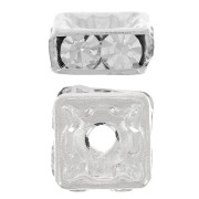 Squared rhinestones Rondelle  8mm Silver tone/Crystal  x1|raw }}
