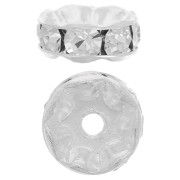rhinestones Rondelle 8mm Silver tone/Crystal x1|raw }}