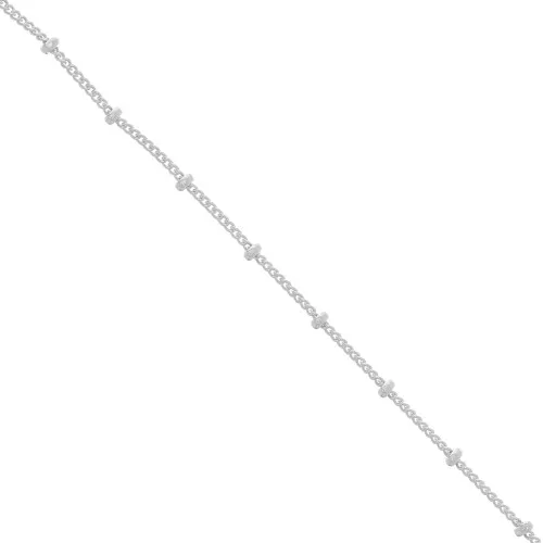 Gourmette Chain with beads (1x1) 2mm 925 Sterling Silver x1m
