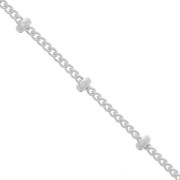 Gourmette Chain with beads (1x1) 2mm 925 Sterling Silver x1m