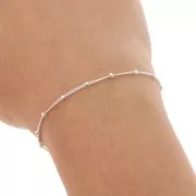 Gourmette Chain with beads (1x1) 2mm 925 Sterling Silver x1m