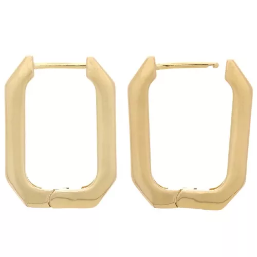 25x18mm Elongated octagonal leverback earrings - 3 microns Gold-plated x2