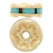 6mm rhinestone rondelle beads - Gold Tone - Turquoise x4|raw }}