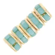 4.5mm rhinestone rondelle beads - Gold Tone - Turquoise x4