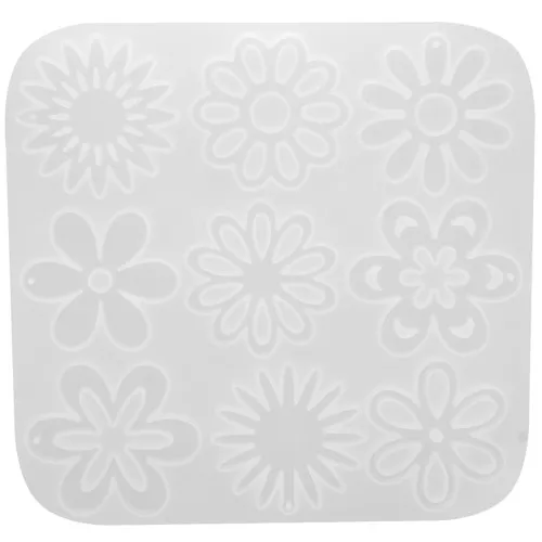 Silicone mold for 9 resin flower pendants - Transparent x1