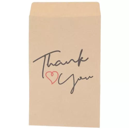 7x11cm Kraft paper pouches - Thank you design - Brown x20