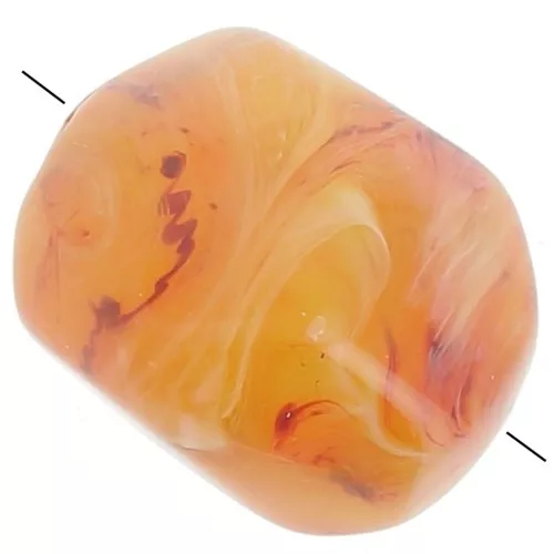 Irregular baroque bead in translucent resin 22x17 mm - Apricot marble x1