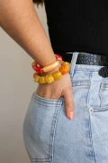 Irregular baroque bead in translucent resin 22x17 mm - Apricot marble x1
