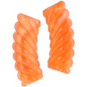 35x12mm Clear acrylic curved twisted tube beads - Marbled orange x6