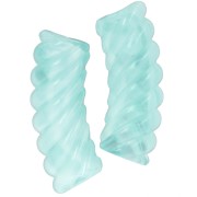35x12mm Clear acrylic curved twisted tube beads - Turquoise marbled x6