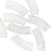 35x12mm Clear acrylic curved twisted tube beads - Clear marbled x6|raw }}