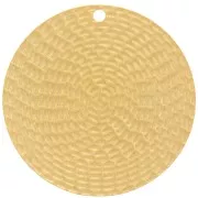 35mm Stainless steel 316L Round textured pendants - Gold x2