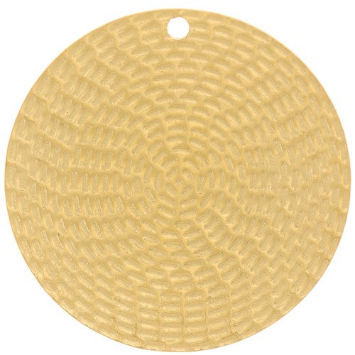 35mm Stainless steel 316L Round textured pendants - Gold x2