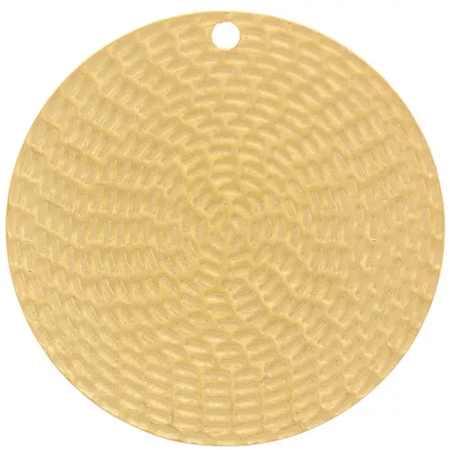 35mm Stainless steel 316L Round textured pendants - Gold x2