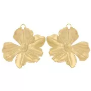 40x42mm 304L stainless steel Flower pendants - Gold x2