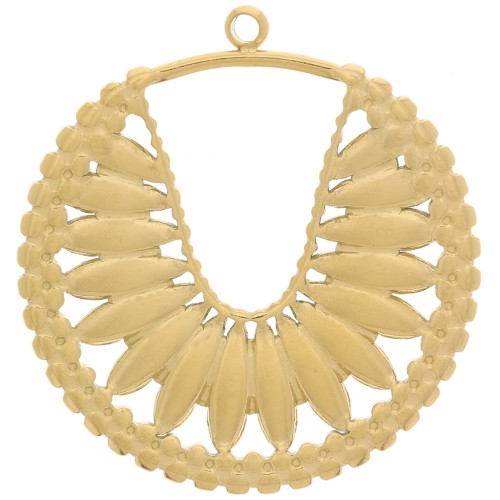 25mm 304L Stainless Steel Ethnic Round Pendants - Gold x2