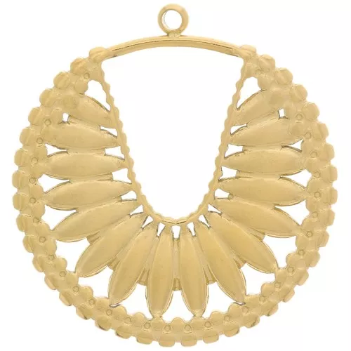 25mm 304L Stainless Steel Ethnic Round Pendants - Gold x2