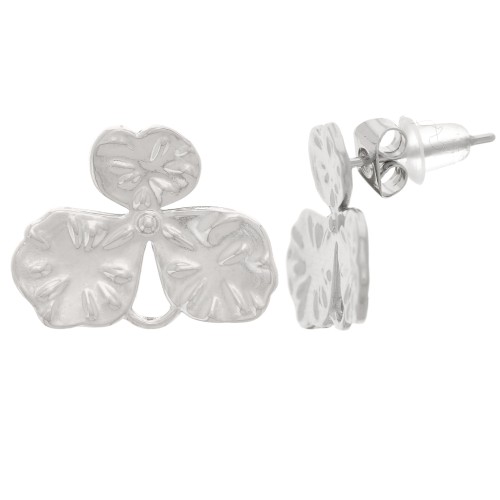14x18mm Stainless steel 316L Flower earstuds x2