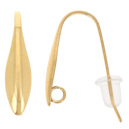 17mm 304L stainless steel Design earwires - Gold x2