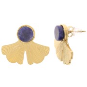 20x24mm stainless steel 316L earstuds ginkgo leaf for cabochon 8mm - gold x2