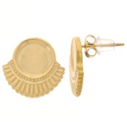 15 mm Ethnic Earstuds for 8 mm Cabochons - Gold-Plated 316L Stainless Steel (2-Pack)