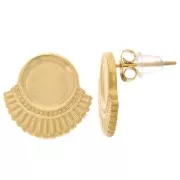 15 mm Ethnic Earstuds for 8 mm Cabochons - Gold-Plated 316L Stainless Steel x2