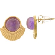 15mm 304L stainless steel Ethnic earstuds for 8mm cabochon - Gold x2