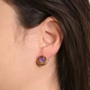15 mm Ethnic Earstuds for 8 mm Cabochons - Gold-Plated 316L Stainless Steel (2-Pack)