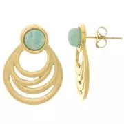 24x18mm 304L stainless steel Hollow drop earstuds for 6mm cabochon - Gold x2