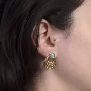 24x18mm 304L stainless steel Hollow drop earstuds for 6mm cabochon - Gold x2