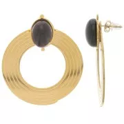 40mm Stainless steel 316L earStuds circle for cabochon 14x10mm - Gold x2