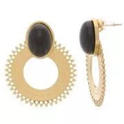 30mm 316L stainless steel chandelier earstuds for 14x10mm cabochon - Gold x2