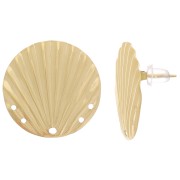23 mm shell ear studs with 5 holes - 304 gold-plated stainless steel x2