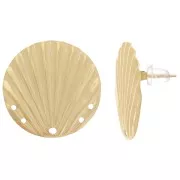 23 mm shell ear studs with 5 holes - 304 gold-plated stainless steel x2