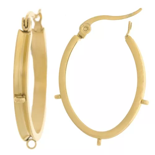 30x23mm 304L stainless steel oval hoop earrings bead weavers - Gold x2