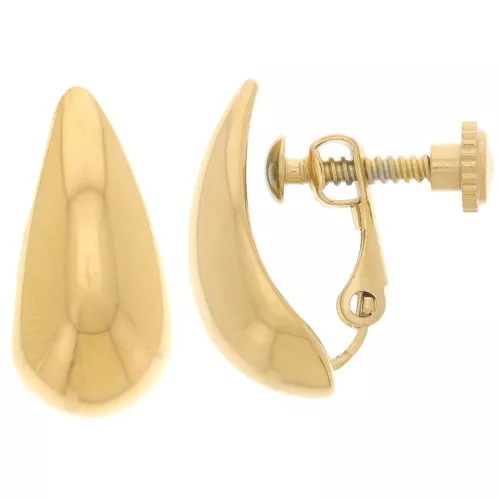 18x8.5mm Stainless steel 316L Screw-on drop earclips - Gold x2