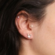 9x8mm Stainless steel 316L earstuds with epoxy resin - rabbit - Gold x2