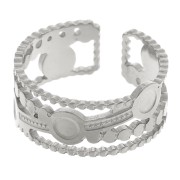 304L stainless steel Wide adjustable ring T54 to T56 for 3mm cabochons x1