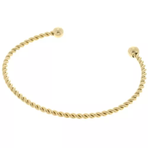 2.7x165mm Stainless Steel 304L Rope Effect Bangle - Adjustable - Gold x1