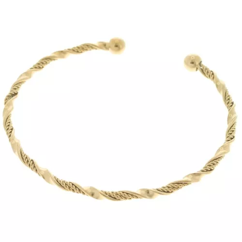 3x190mm Stainless steel 304L Twisted effect bangle bracelet - adjustable - Gold x1