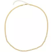 4mm Mirror mesh choker with zirconium oxides - 304L Gold stainless steel x44cm