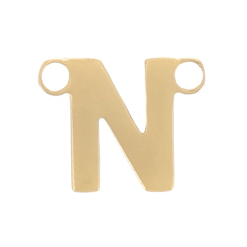 Spacers alphabet letter 6x7 mm - N - Stainless steel 304 Gold x1