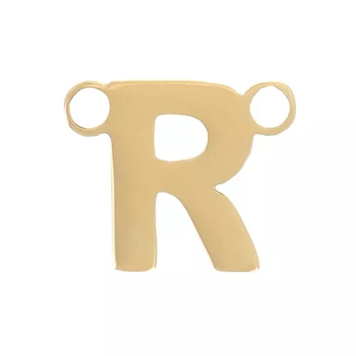 6x7mm Stainless steel 316L Alphabet letter spacer - R - Gold x1
