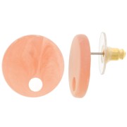 18 mm round acrylic earstuds - Peach Marble x2|raw }}