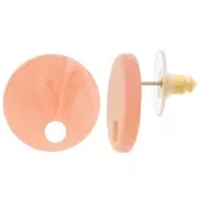 18 mm round acrylic earstuds - Peach Marble x2