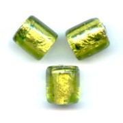 Silver foil cylinders 10x8mm Olivine x4